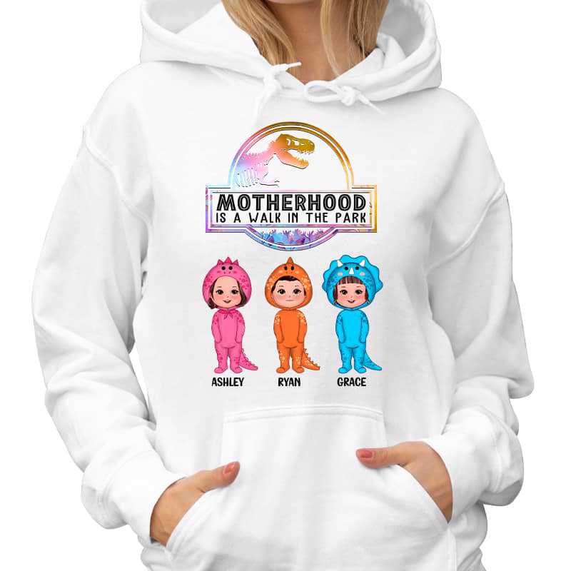 Hoodie & Sweatshirts Motherhood Is A Walk In The Park Dinosaur Doll Personalized Hoodie Sweatshirt