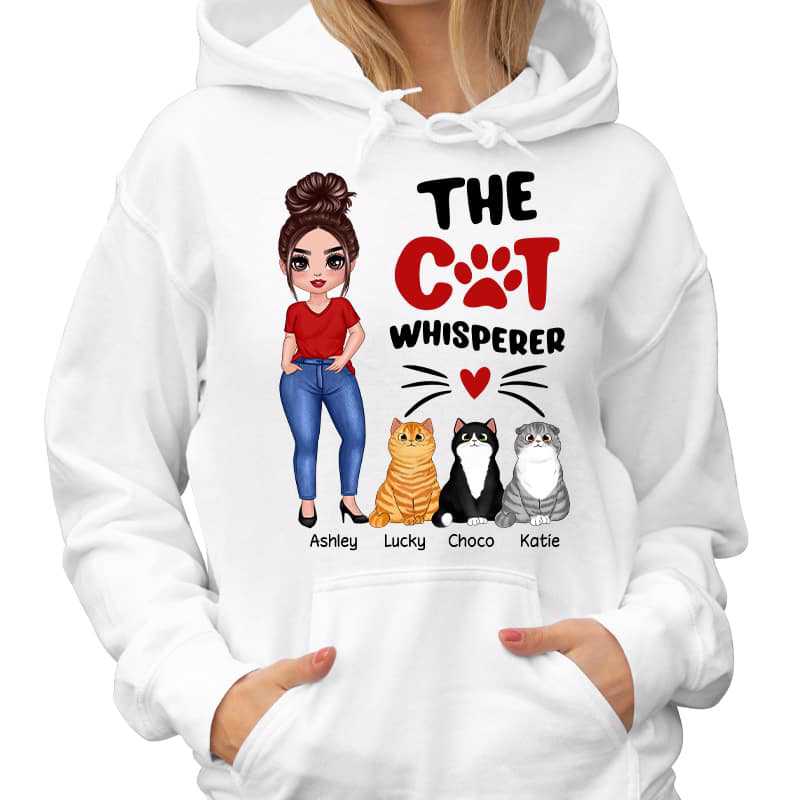 Hoodie & Sweatshirts Posing Doll Woman The Cat Whisperer Personalized Hoodie Sweatshirt