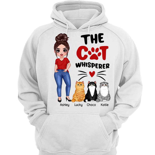 Hoodie & Sweatshirts Posing Doll Woman The Cat Whisperer Personalized Hoodie Sweatshirt Hoodie / White Hoodie / S