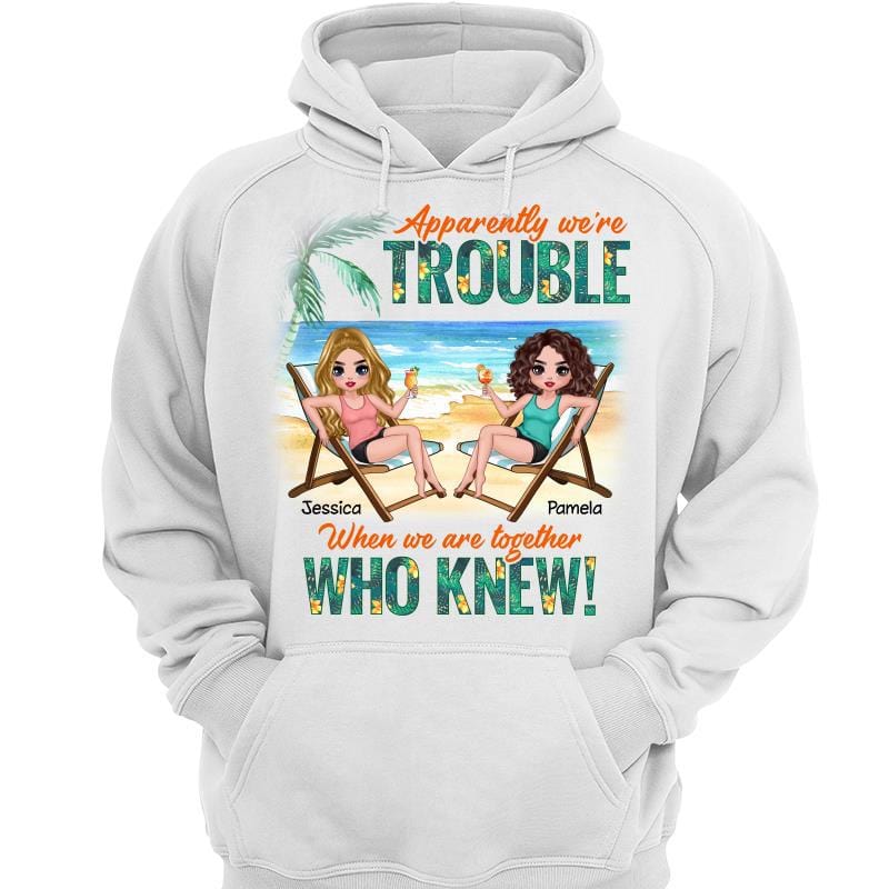 Hoodie & Sweatshirts Trouble Together Summer Besties Personalized Hoodie Sweatshirt Hoodie / White Hoodie / S