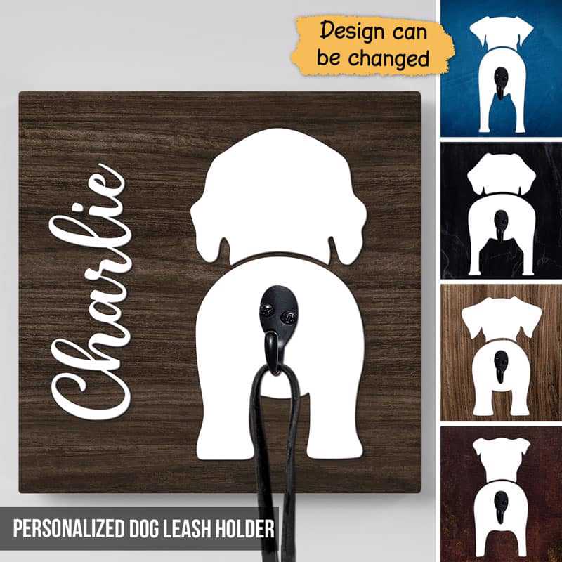 Leash Holder Dog Butt Silhouette Personalized Leash Holder 10x10