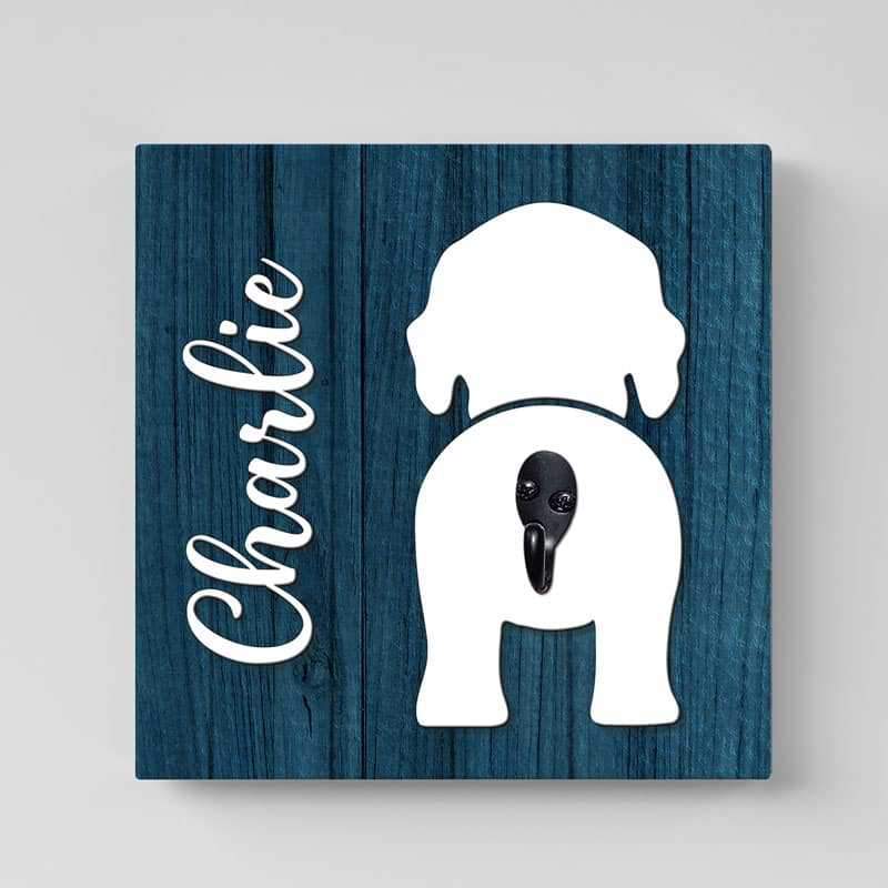 Leash Holder Dog Butt Silhouette Personalized Leash Holder 10x10