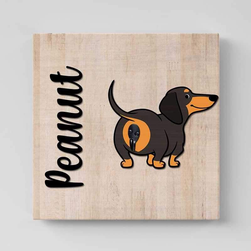Leash Holder Wiggle Butt Cartoon Dog Personalized Leash Holder 10x10