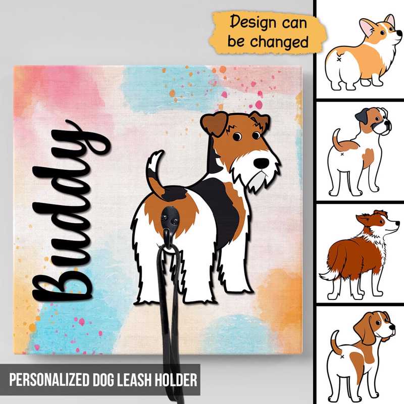 Leash Holder Wiggle Butt Cartoon Dog Personalized Leash Holder 10x10