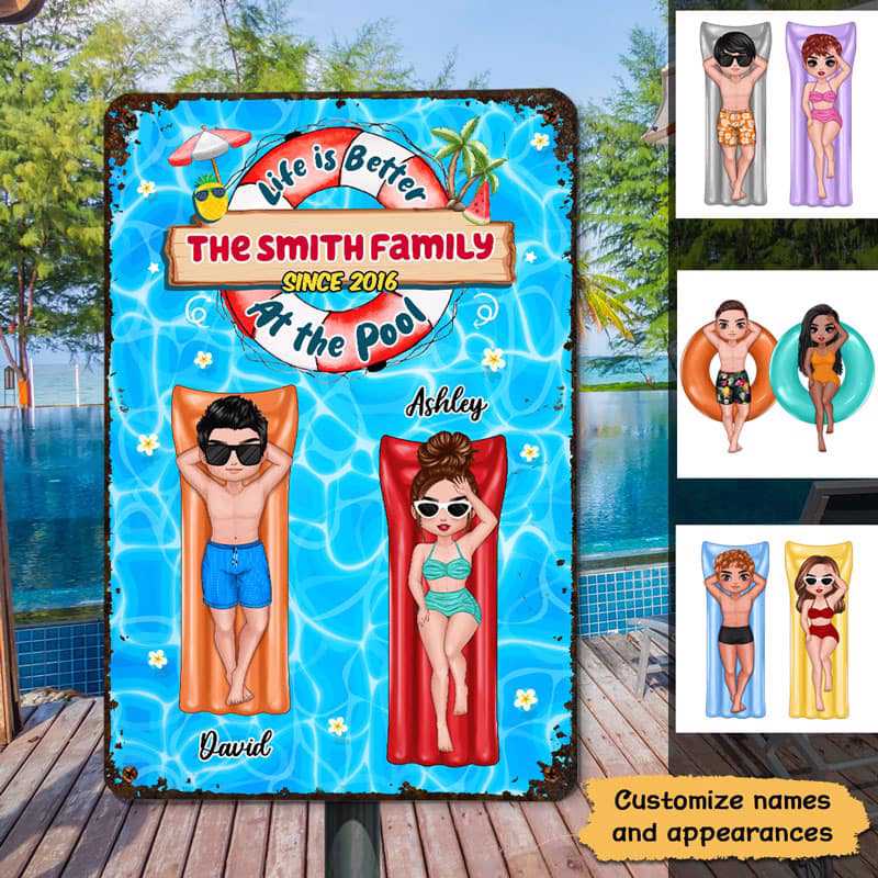 Metal Sign Welcome To Doll Couple Pool Personalized Metal Sign