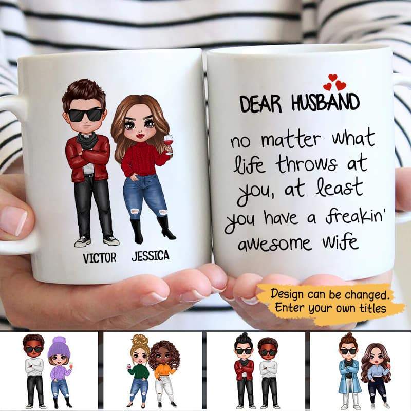 Mug Dear Husband Wife Doll Couple Personalized Mug Ceramic Mug / White / 11oz