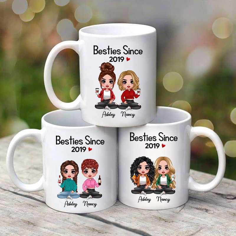 Mug Doll Besties Sisters Siblings Sitting Personalized Mug