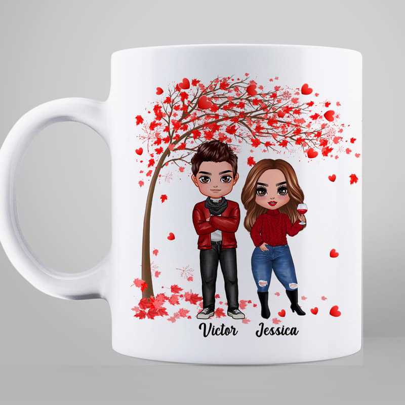 Mug Doll Couple Under Tree Valentine Gift Personalized Mug