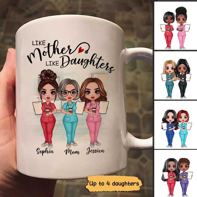 Mug Doll Mother And Daughters Nurse Personalized Mug Ceramic Mug / White / 11oz