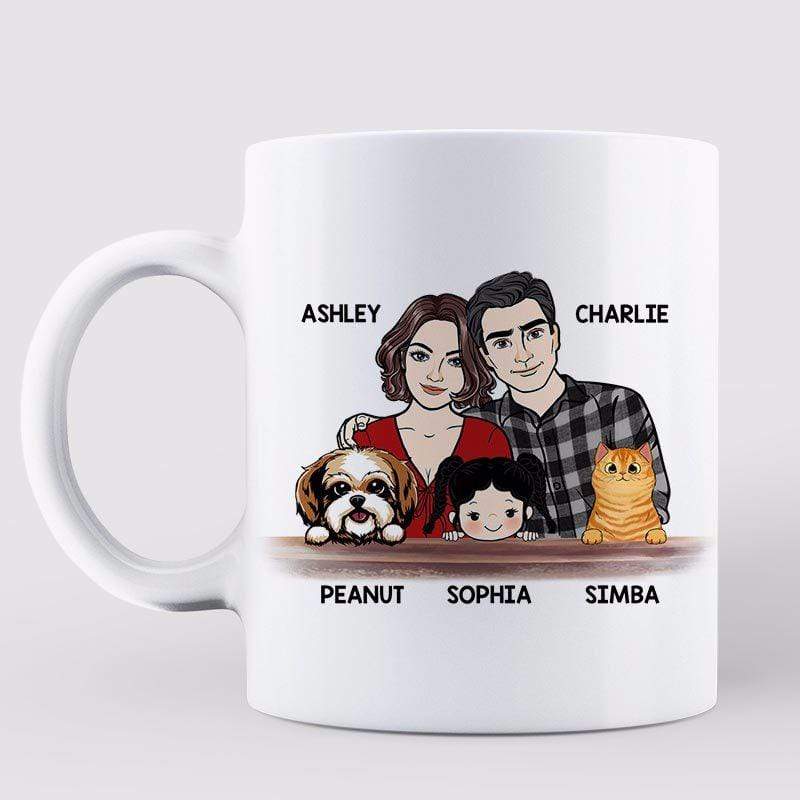Mug Family Couple Husband Wife Kids Dog Cat Personalized Mug