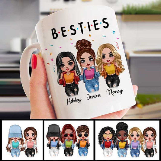 Mug Friends Sisters Besties Cool Doll Personalized Mug Ceramic Mug / White / 11oz