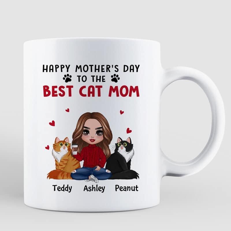 Mug Happy Mother‘s Day To The Best Cat Mom Gift Doll Woman Personalized Mug