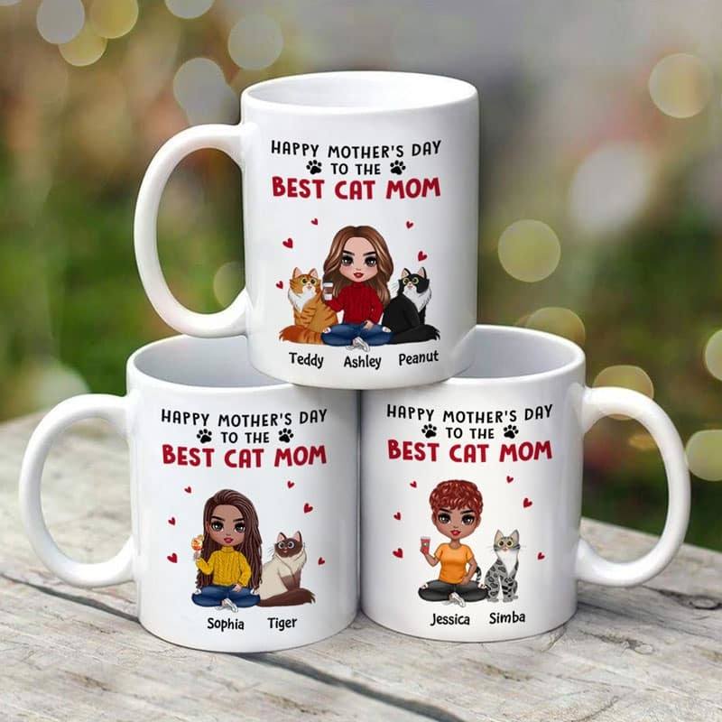 Mug Happy Mother‘s Day To The Best Cat Mom Gift Doll Woman Personalized Mug