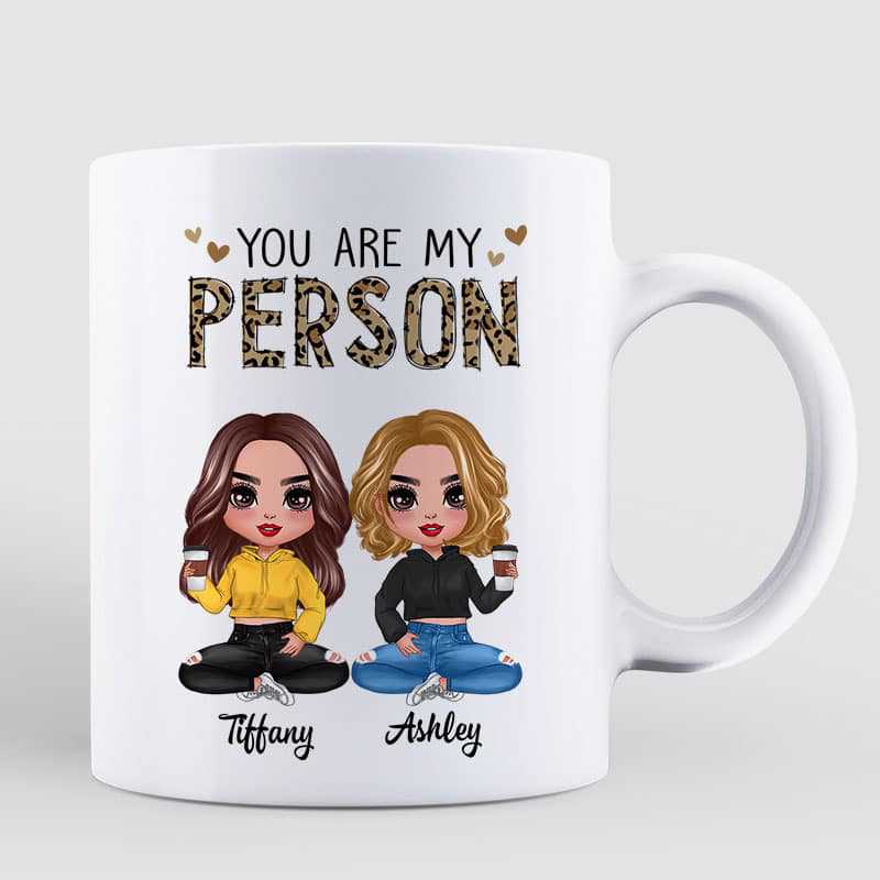 Mug Leopard Doll Girls Sitting Gift For Besties Sisters Siblings Personalized Mug