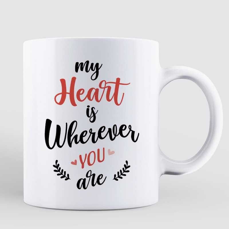 Mug Pink Heart Doll Couple Sitting Valentine‘s Day Gift For Him For Her Personalized Mug