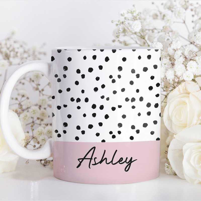 Mug Polka Dot Name Mug Birthday Gift For Her Tee Coffee Lover Personalized Mug 11oz
