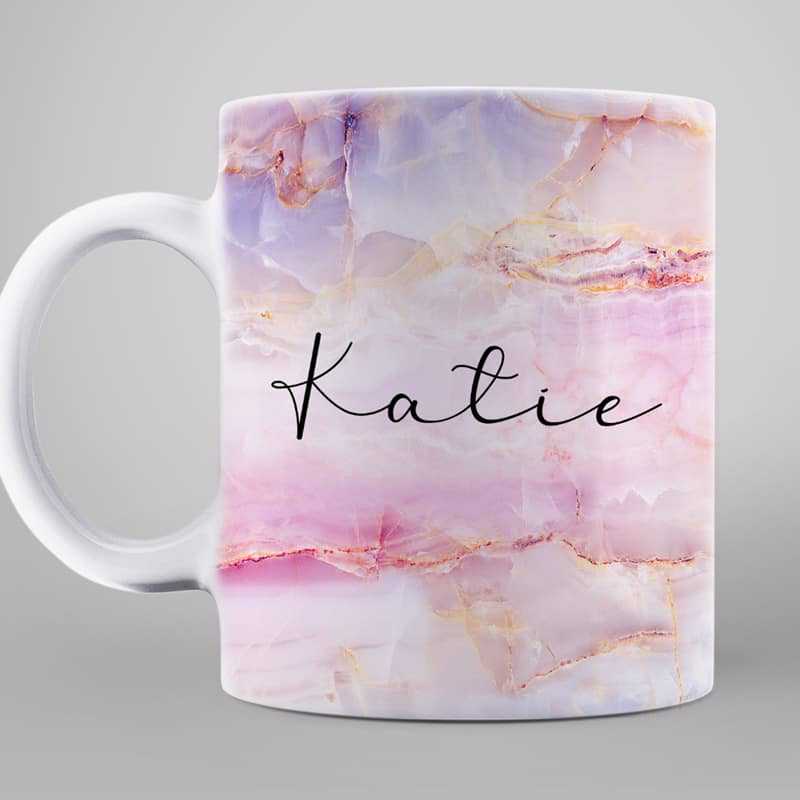 Mug Printed Marble Glitter Texture Flowing Name Personalized Ceramic Coffee Mug 11oz