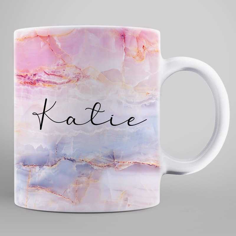 Mug Printed Marble Glitter Texture Flowing Name Personalized Ceramic Coffee Mug 11oz