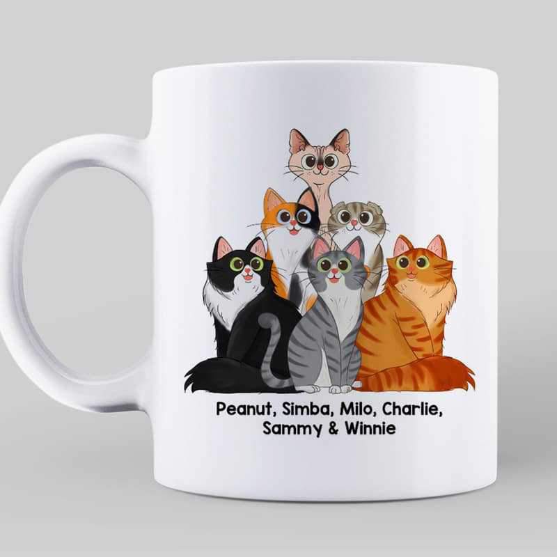 Mugs Cat Mom Dad Sitting Cat Cartoon Personalized Coffee Mug 11oz