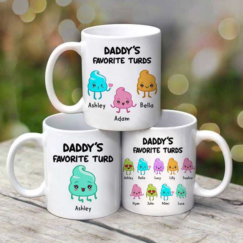 Mugs Dad Mom Grandpa Grandma Favorite Little Turds Personalized Mug 11oz