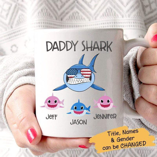 Mugs Daddy Shark Personalized Mug 11oz