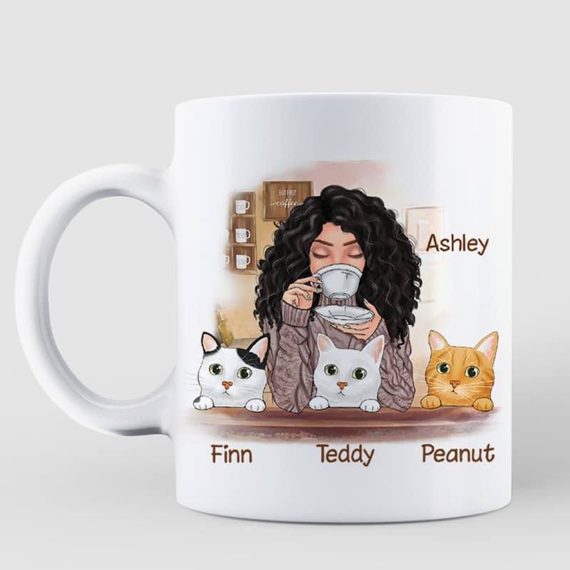 Mugs Life Better Cat Coffee Girl Personalized Mug 11oz