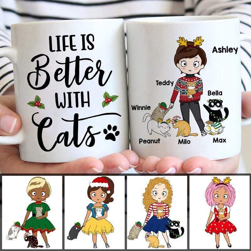 Mugs Life Is Better With Cats Chibi Girl Personalized Mug 11oz