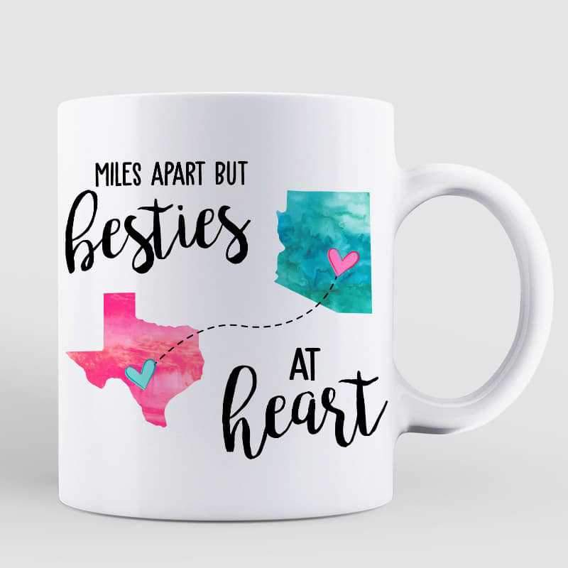 Mugs Long Distance Modern Girls Besties Front View Personalized Mug 11oz