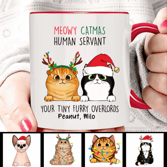 Mugs Meowy Catmas From Tiny OverLords Cat Personalized Mug Ceramic Mug / White / 11oz