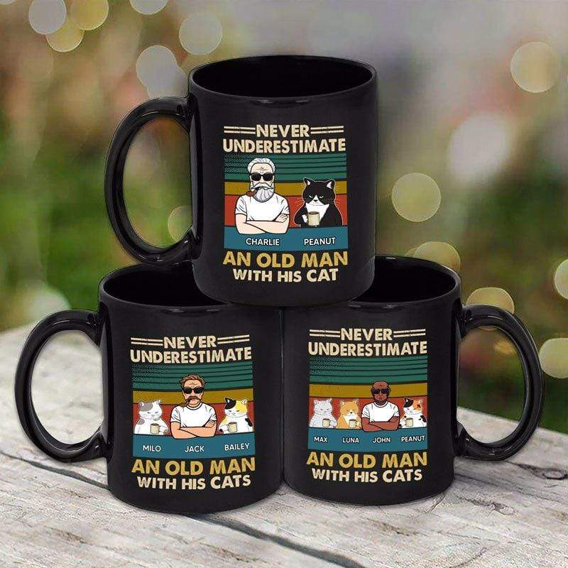 Mugs Never Underestimate An Old Man With His Cat Personalized Mug 11oz