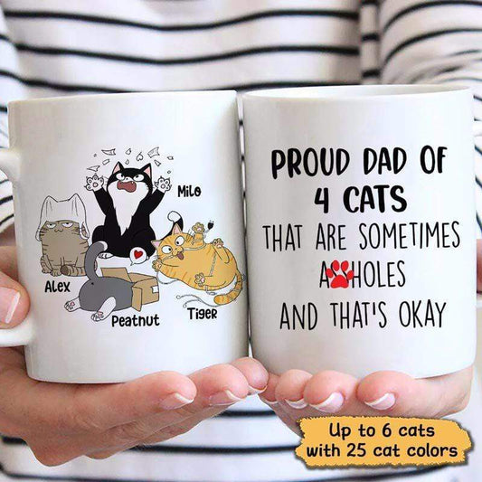 Mugs Proud Dad Of Naughty Cats Personalized Mug 11oz