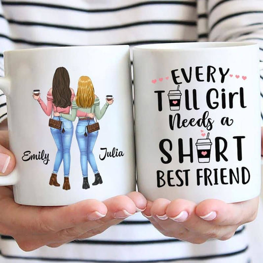 Mugs Tall Girl Short Girl Best Friends Personalized Mug 11oz