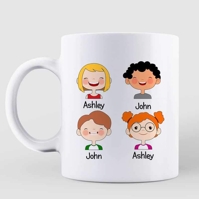 Mugs World‘s Best Grandma Family Kid Face Personalized Coffee Mug 11oz