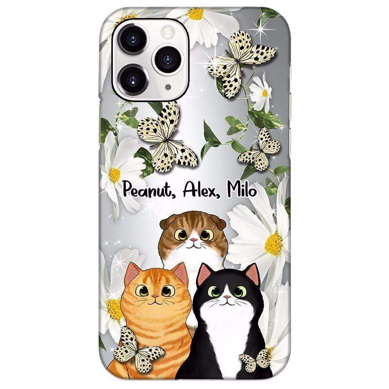 Phone Case Butterfly And Flower Fluffy Cats Personalized Phone Case