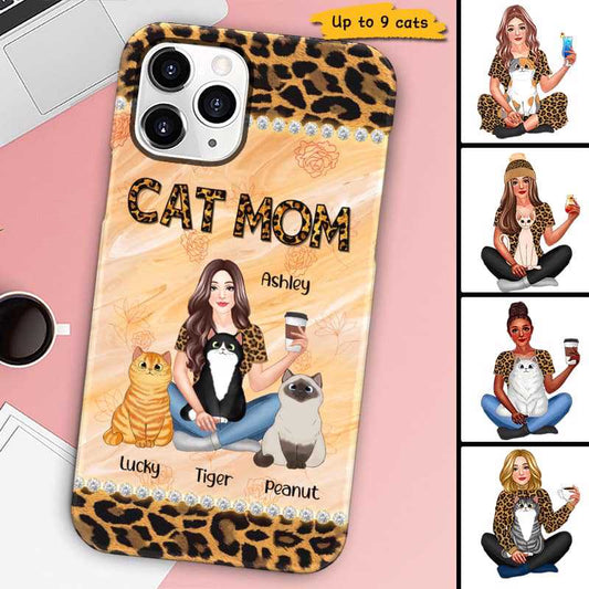 Phone Case Cat Mom Leopard Pretty Girl Personalized Phone Case IPHONE / 13 PRO MAX / Plastic Case