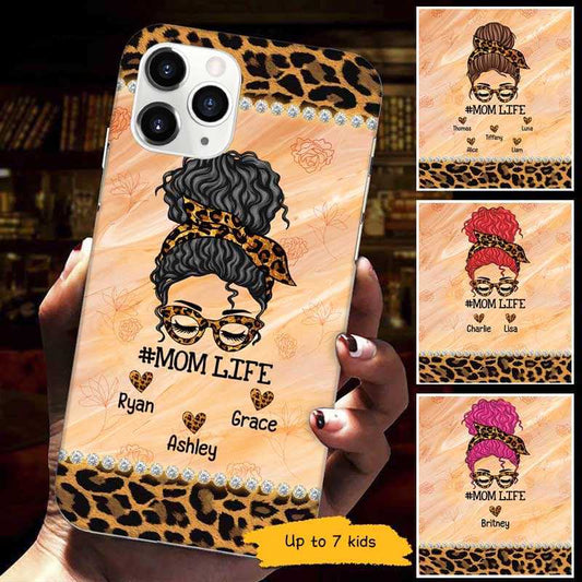 Phone Case Leopard Messy Bun Mom Life Personalized Phone Case IPHONE / 12 PRO MAX