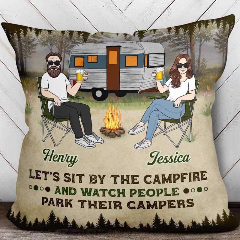 Pillow Camping Couple Valentine Gift For Him For Her Personalized Pillow (Insert Included)