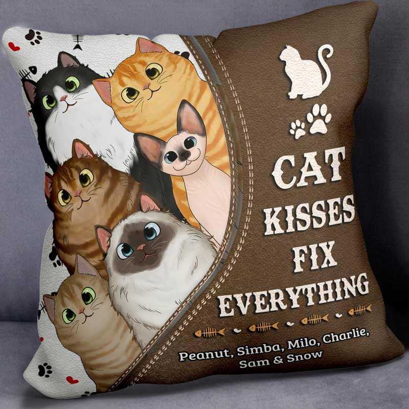 Pillow Cat Kisses Fix Everything Personalized Pillow (Insert Included)