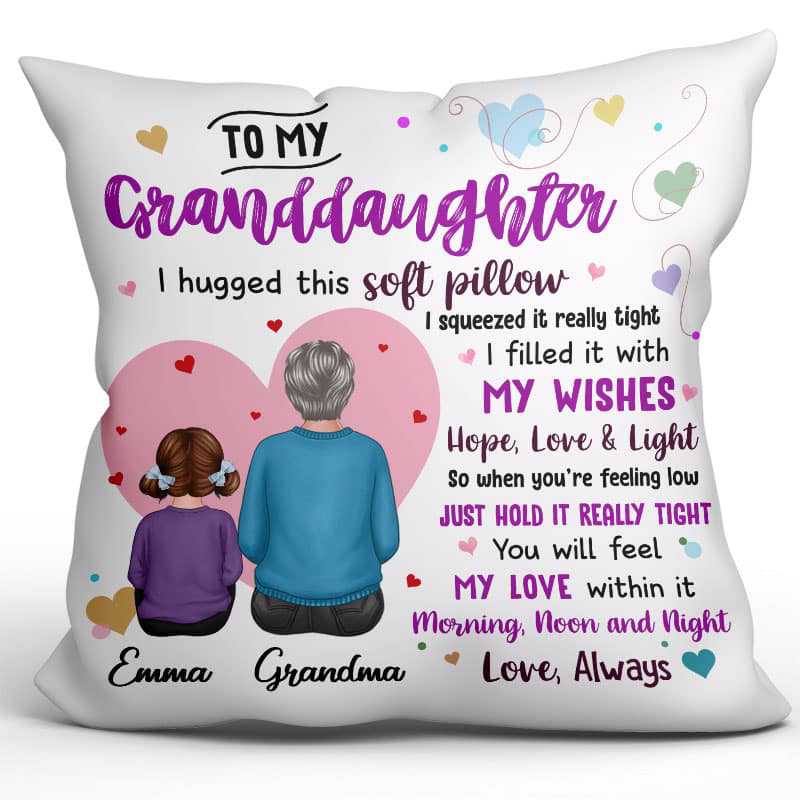 Pillow Colorful Heart To My Granddaughter Gift From Grandma Personalized Pillow (Insert Included)