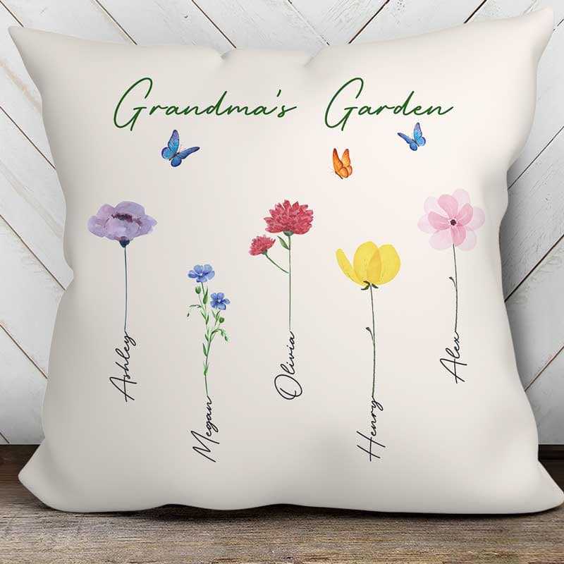 Pillow Family Watercolor Flowers Personalized Pillow (Insert Included)