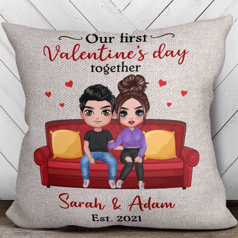 Pillow First Valentine Couple Gift For Him For Her Personalized Pillow (Insert Included)
