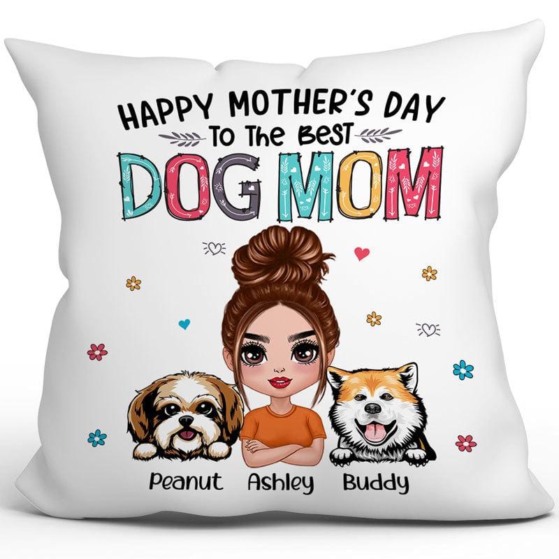 Pillow Floral Happy Mother‘s Day World’s Best Dog Mom Doll Woman Personalized Pillow (Insert Included)