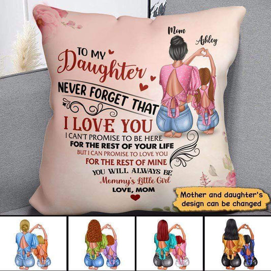 Pillow My Daughter Heart Hands Personalized Pillow (Insert Included) 18x18 / Linen