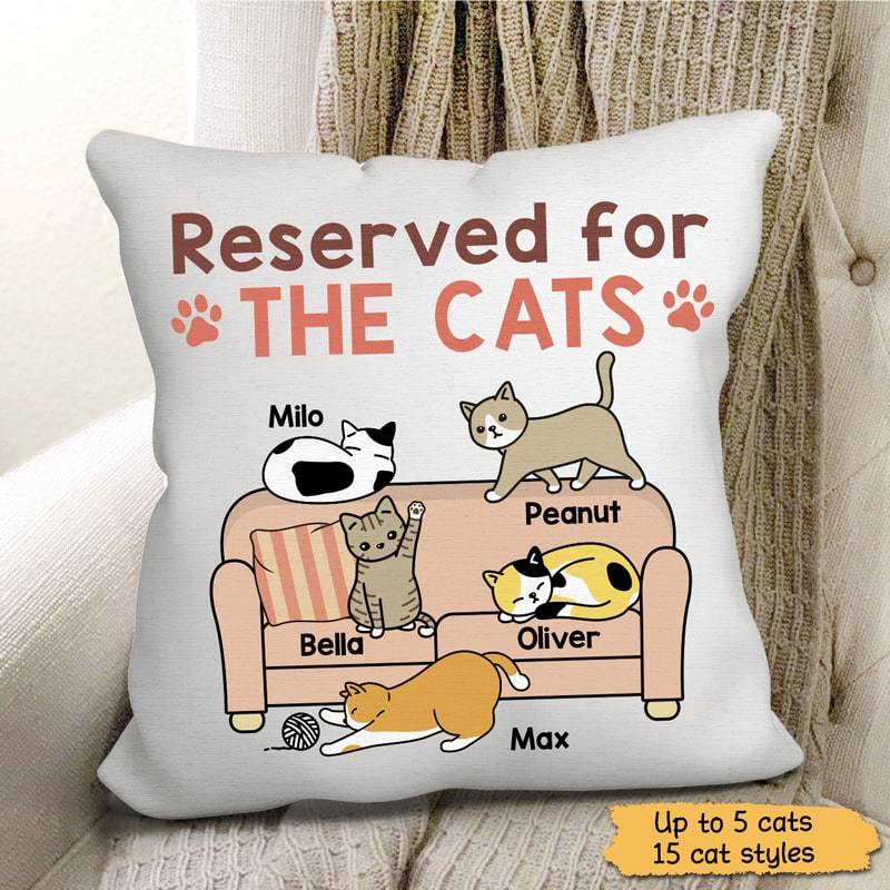 Pillow Reserved For The Cats Cute Personalized Cat Pillow (Insert Included) 18x18 / Linen