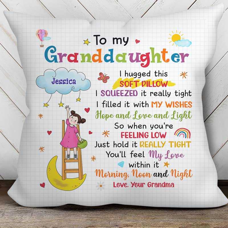 Pillow Stick Grandkids Gift For Granddaughter Grandson Personalized Pillow (Insert Included)