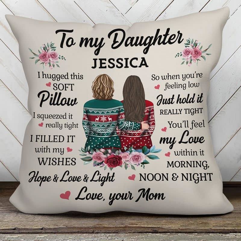Pillow To My Daughter Flower Personalized Pillow (Insert Included)