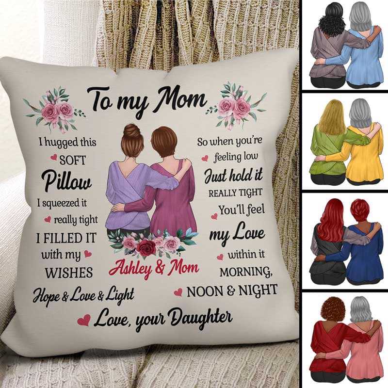 Pillow To My Mom Flower Personalized Pillow (Insert Included) 18x18 / Linen