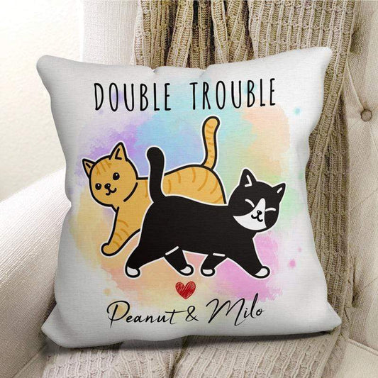 Pillow Walking Cat Colorful Theme Personalized Pillow (Insert Included) 18x18 / Linen