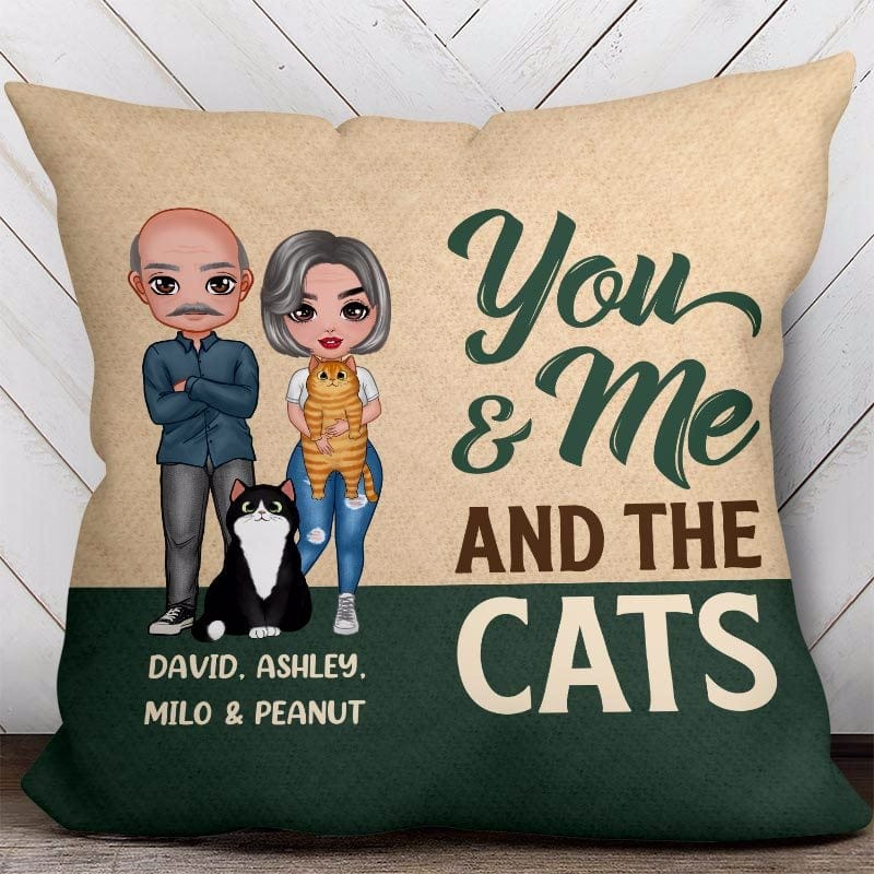 Pillow You Me & The Cat Doll Couple Personalized Pillow (Insert Included)