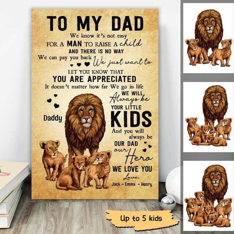 Poster Dad It‘s Not Easy Lion Personalized Vertical Poster 12x18